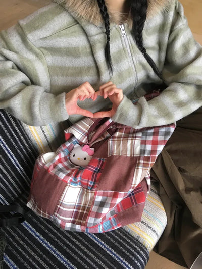 (2 color) Checkered bag