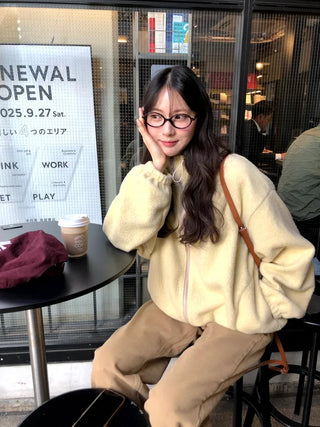 (3 colors) Oversized fleece jacket