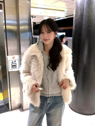 (2 colors) Fur Jacket