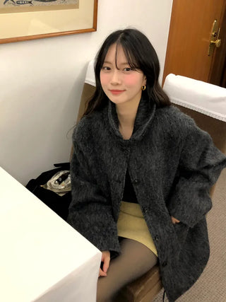 (2 colors) Mohair Half Coat