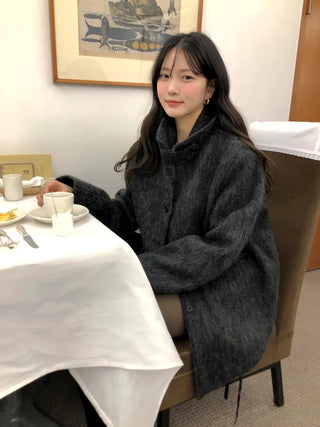 (2 colors) Mohair Half Coat