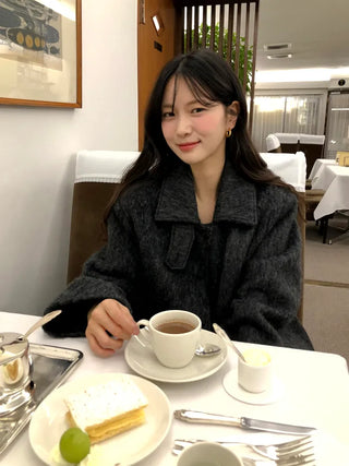 (2 colors) Mohair Half Coat