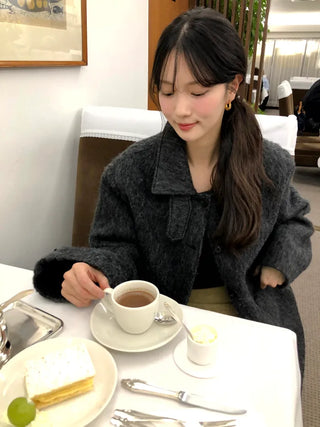 (2 colors) Mohair Half Coat