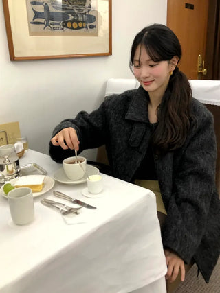 (2 colors) Mohair Half Coat