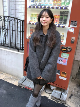 (2 colors) Mohair Half Coat