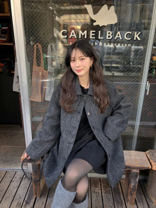 (2 colors) Mohair Half Coat
