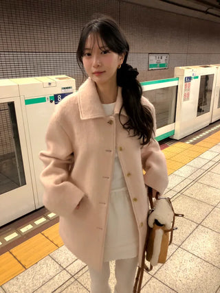 (2 colors) Mohair Half Coat