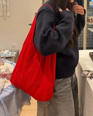 Bold lettering stitch tote bag