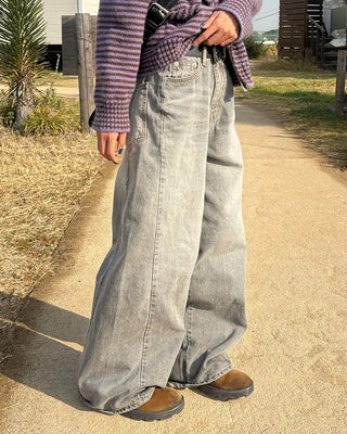 Back-unique center-seam double-pocket jeans