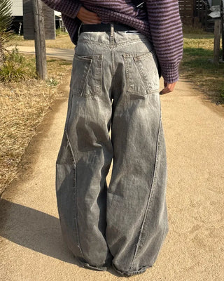Back-unique center-seam double-pocket jeans