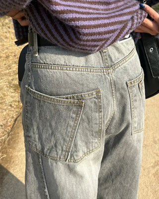 Back-unique center-seam double-pocket jeans