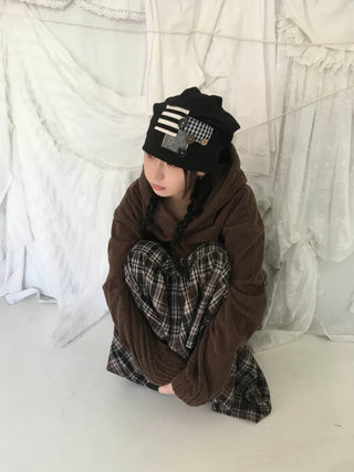 (1 color) Patch Button Beanie