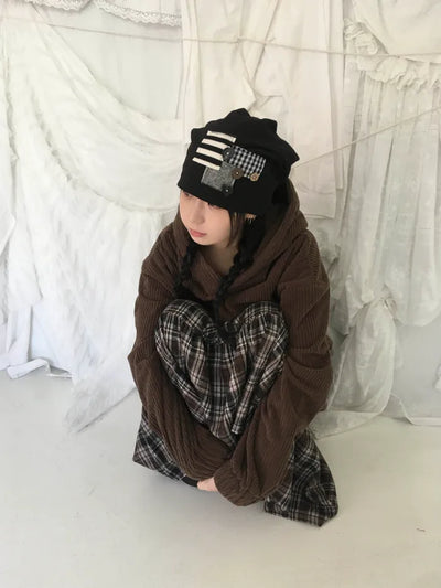 (1 color) Patch Button Beanie