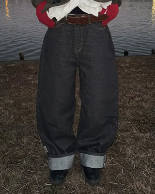 Hem Tag Point Rigid Baggy Jeans