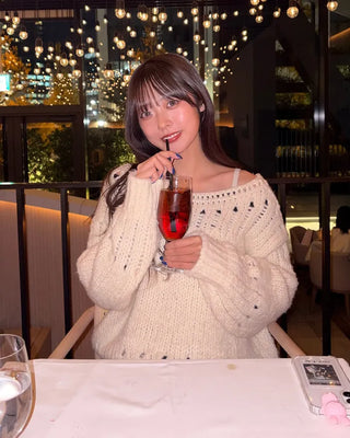 Bateau Neck Punching Point Sweater