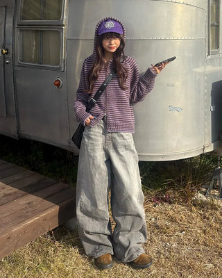 Back-unique center-seam double-pocket jeans