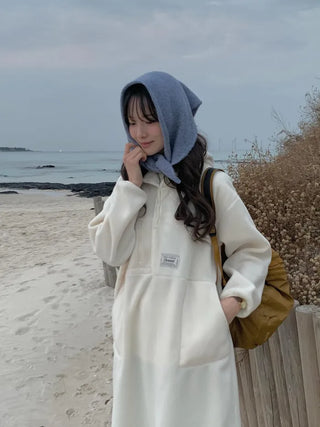 (3 colors) Anorak Hooded Fleece Dress