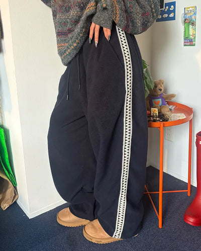 (Unisex) Wave Crochet Line Fleece Pants