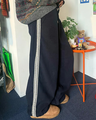 (Unisex) Wave Crochet Line Fleece Pants