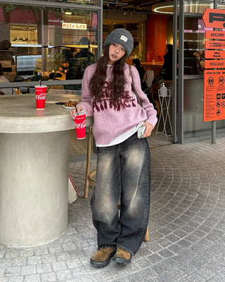 Gradient Wash Wide Denim Pants