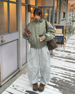 Stand-up neck flap unique pocket bomber jumper