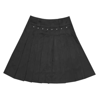 (2 colors) Suede studded pleated skirt