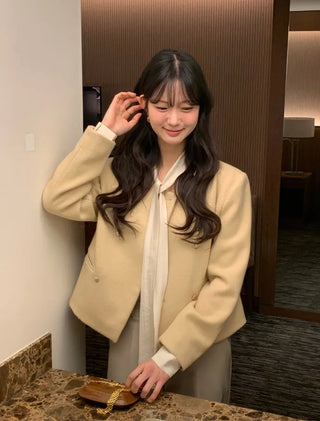 (2 colors) Bow tie shirred blouse