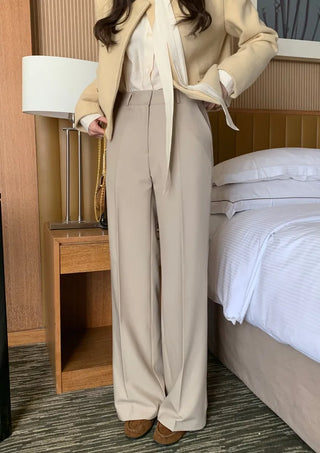 (3 colors) Basic semi-wide slacks
