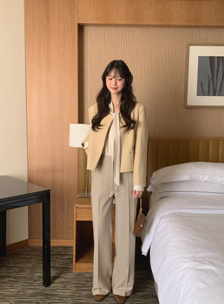 (3 colors) Basic semi-wide slacks