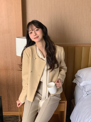 (3 colors) Basic semi-wide slacks