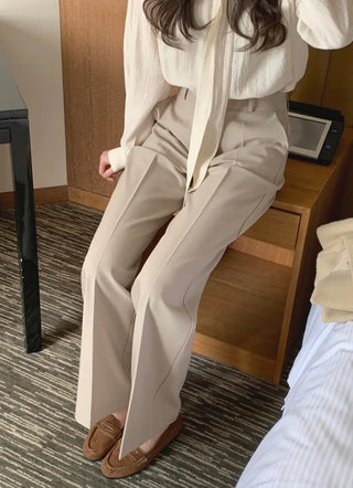 (3 colors) Basic semi-wide slacks