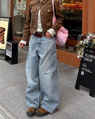 Back-unique center-seam double-pocket jeans