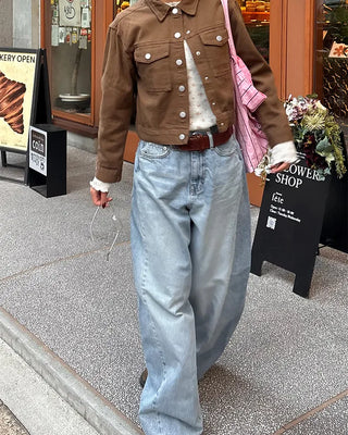 Back-unique center-seam double-pocket jeans