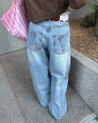 Back-unique center-seam double-pocket jeans