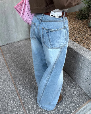 Back-unique center-seam double-pocket jeans