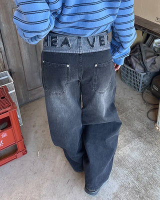 Hip HEAVEN Cut-Off Patch Balloon Jeans