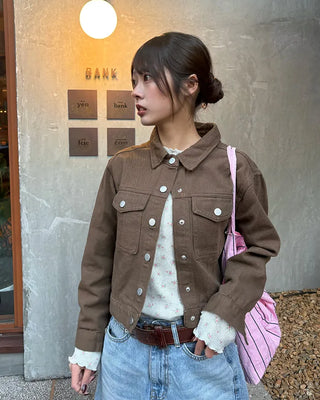 Mini Flower Scallop Point Waffle Long T-Shirt