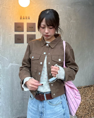 Mini Flower Scallop Point Waffle Long T-Shirt