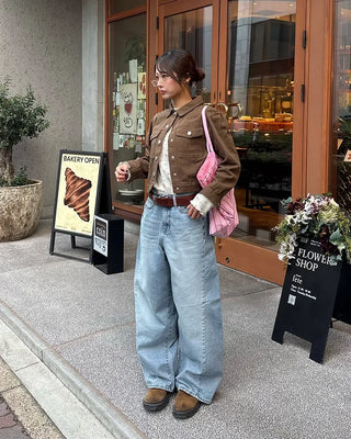 Back-unique center-seam double-pocket jeans