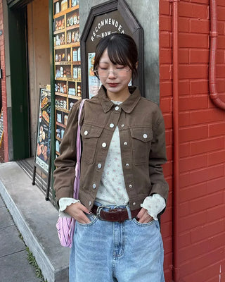 Mini Flower Scallop Point Waffle Long T-Shirt