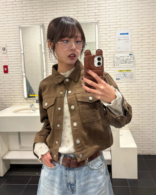 Mini Flower Scallop Point Waffle Long T-Shirt