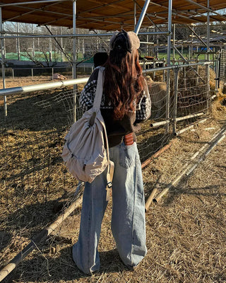 Back-unique center-seam double-pocket jeans