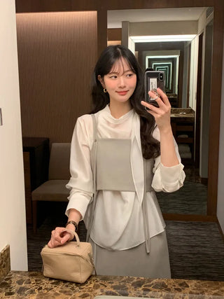 (3 colors) Scarf Blouse