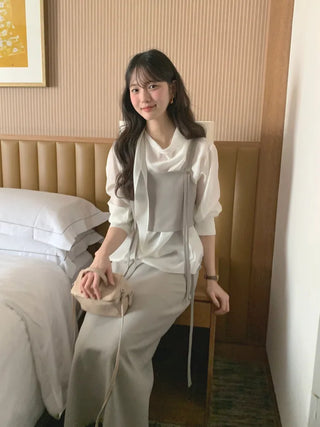 (3 colors) Scarf Blouse