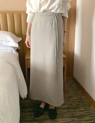 (3 colors) Strap Long Skirt