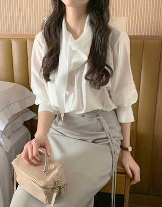 (3 colors) Scarf Blouse