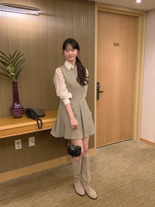 (4 colors) Sheer Tucked Shirt