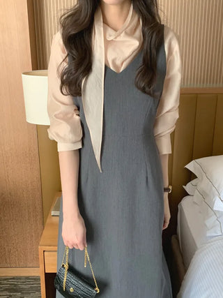 (3 colors) Scarf Blouse