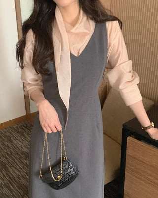 (3 colors) Scarf Blouse