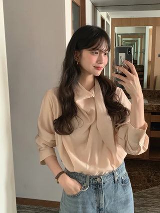 (3 colors) Scarf Blouse